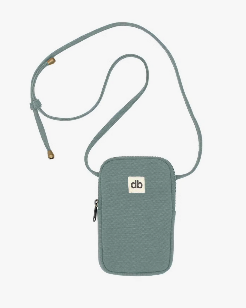 Canvas phone purse by Hindbag Paris sold by Le Monkey House - Sage blue green