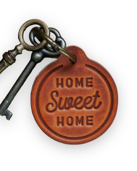 Home Sweet Home Genuine Handmade Leather keychain by Sugarhouse Leather Sold by Le Monkey House