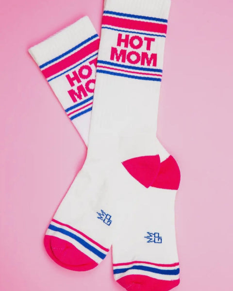 Hot Mom gym socks Retro style gym socks - tube socks by Gumball Poodle. Cotton-Nylon-Spandex Blend. Made in the USA.