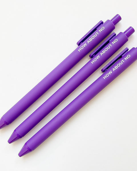 How About No purple click top pen by Calliope Pencil Factory Sold by Le Monkey House