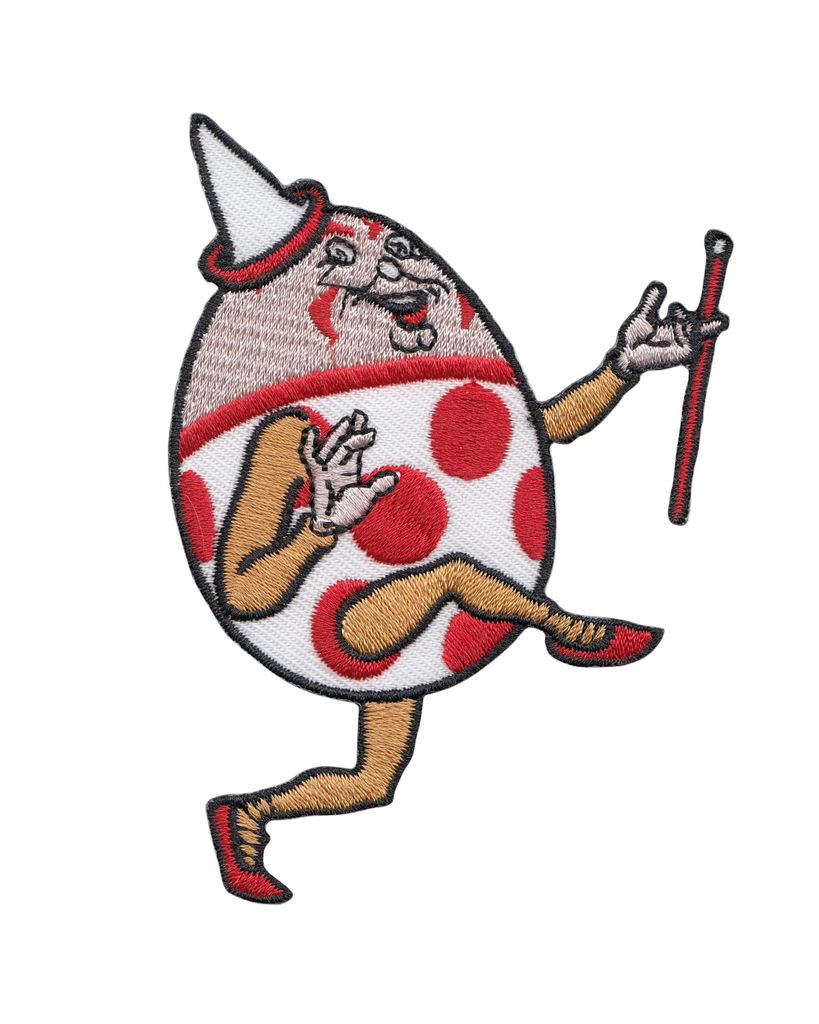 Humpty Dumpty embroidered iron on patch by Square deal recordings, sold by Le Monkey House