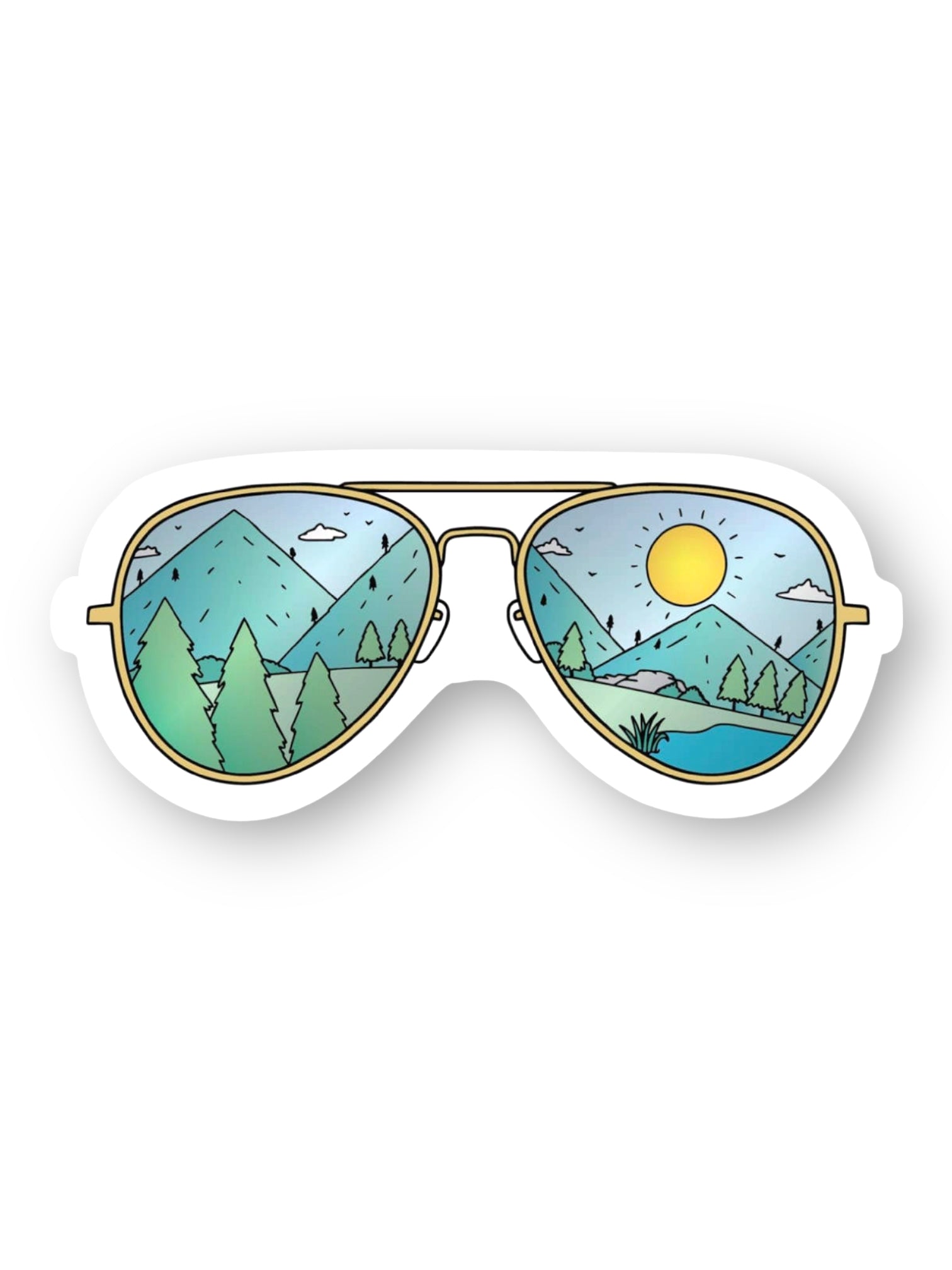 Mountains Nature Sunglasses Sticker by Big Moods, Sold by Le Monkey House