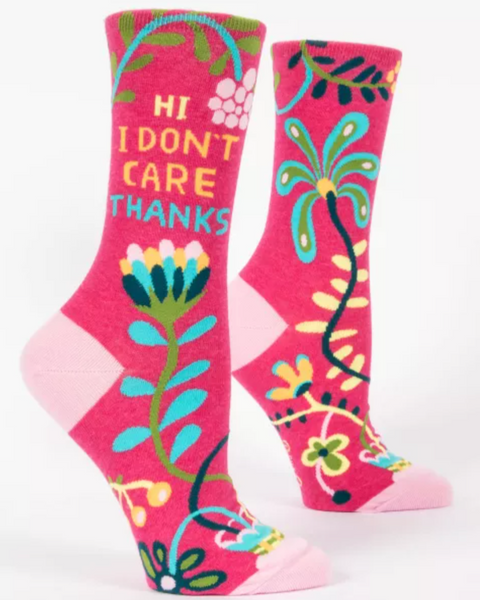 Hi I don't care, thanks flowers, women's socks by Blue Q sold by Le Monkey House Culpeper, Virginia