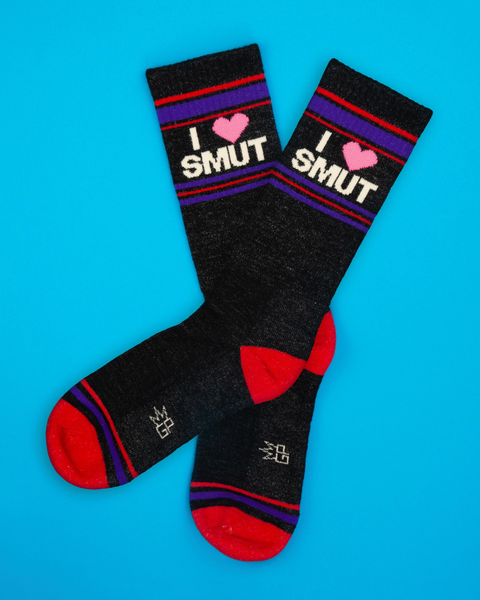 I Love Smut retro style gym socks by Gumball Poodle sold by Le Monkey House