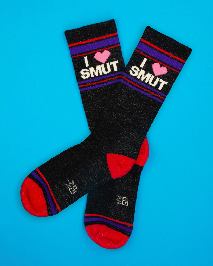 I Love Smut retro style gym socks by Gumball Poodle sold by Le Monkey House