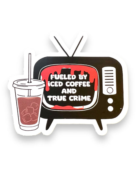 Iced Coffee and True Crime TV Sticker by Big Moods, Sold by Le Monkey House