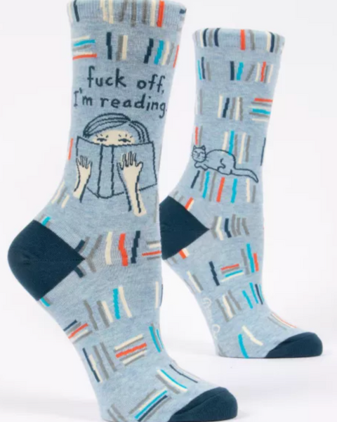 Fuck off, I'm reading women's socks by Blue Q sold by Le Monkey House Culpeper, Virginia