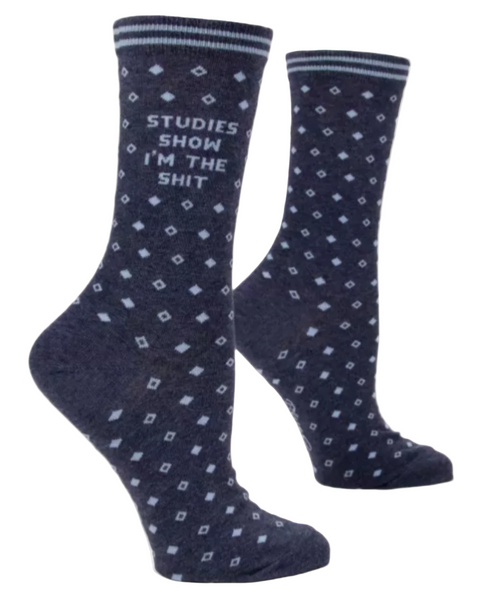 Studies show I'm the shit women's crew socks by Blue Q sold by Le Monkey House