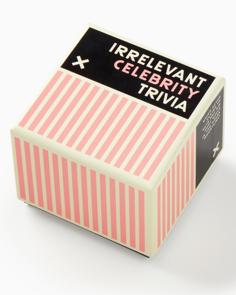 Irrelevant Celebrity Trivia card game by Brass Monkey Supply Co sold by Le Monkey House