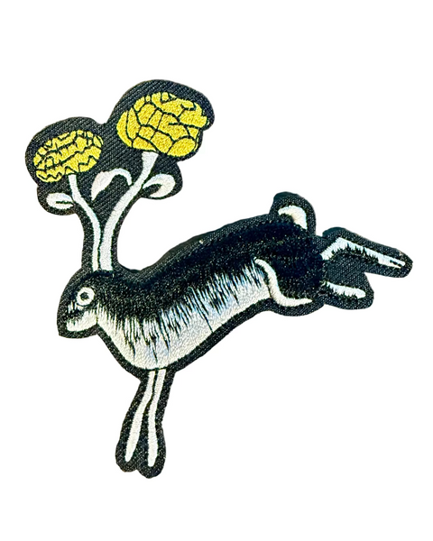 Jackalope embroidered iron on patch sold by Le Monkey House