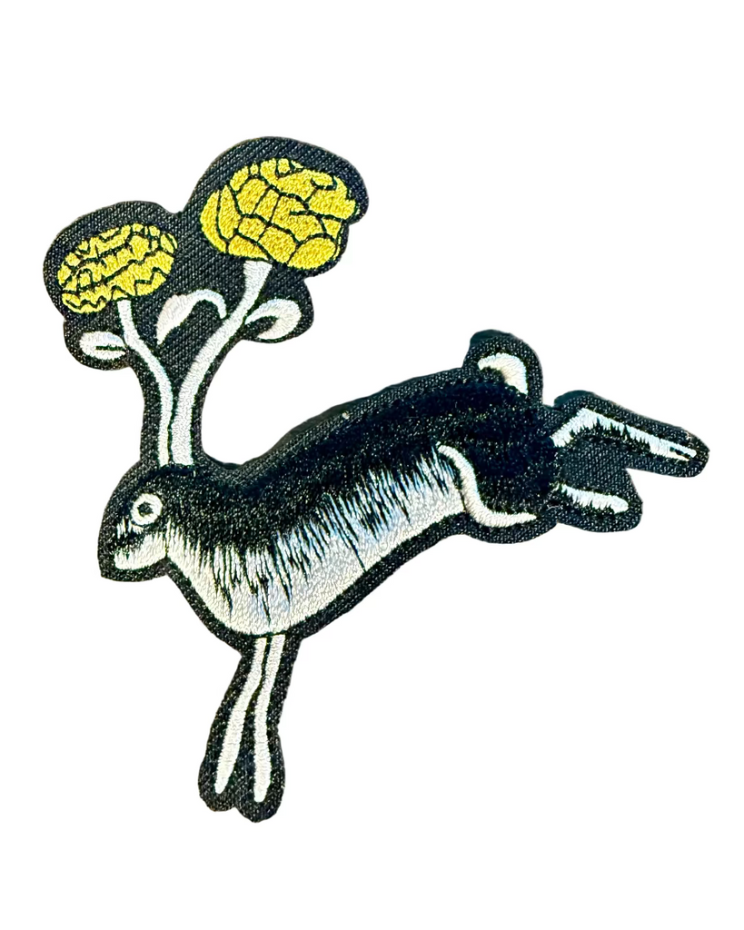 Jackalope embroidered iron on patch sold by Le Monkey House