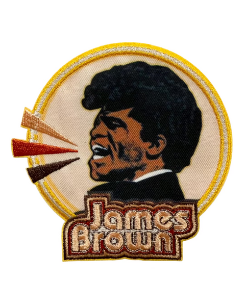 James Brown Embroidered iron on patch by Square Deal Recordings sold by Le Monkey House