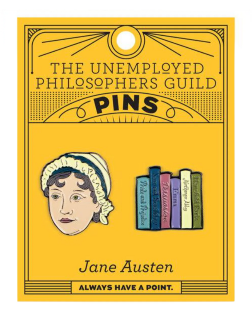 Jane Austen enamel pin set by Unemployed Philosophers Guild sold by Le Monkey House