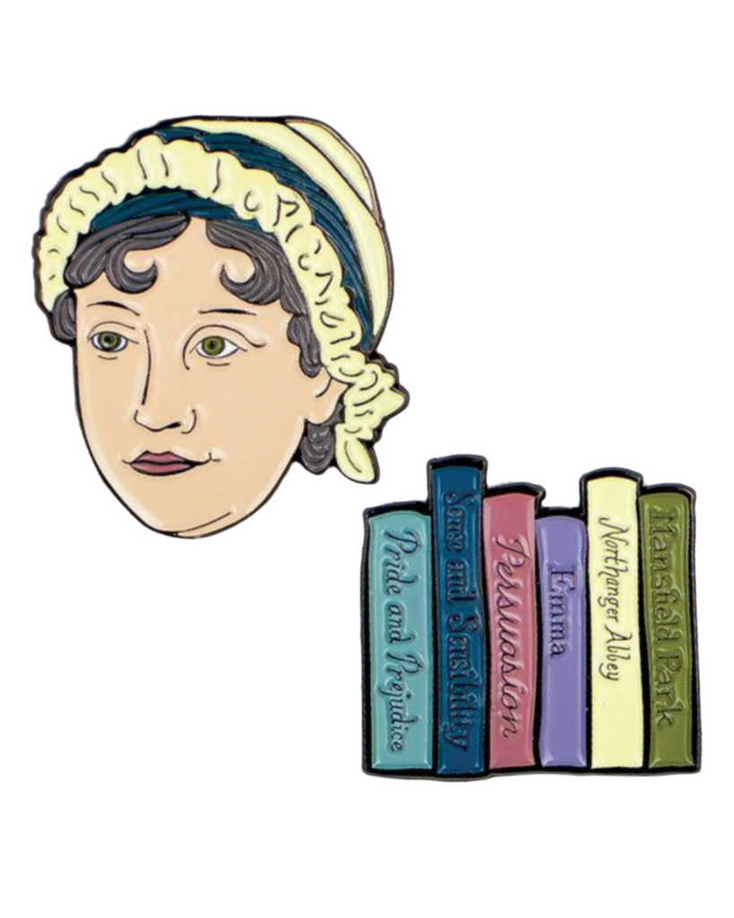 Jane Austen enamel pin set by Unemployed Philosophers Guild sold by Le Monkey House