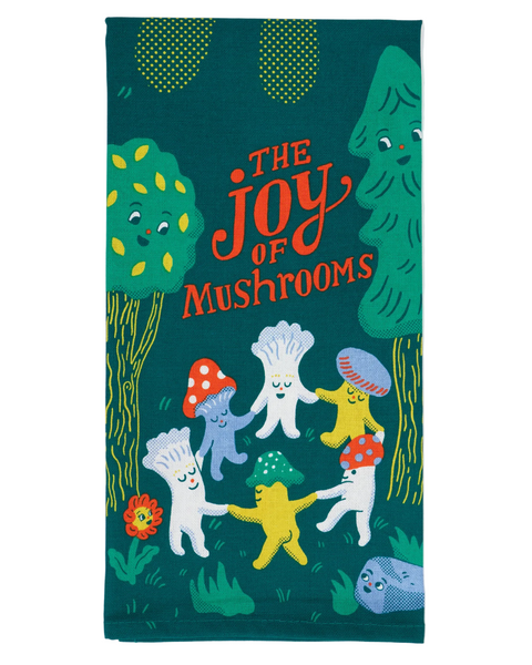 The Joy of mushrooms, dish towel, Kitchen towel by Blue Q sold by Le Monkey House