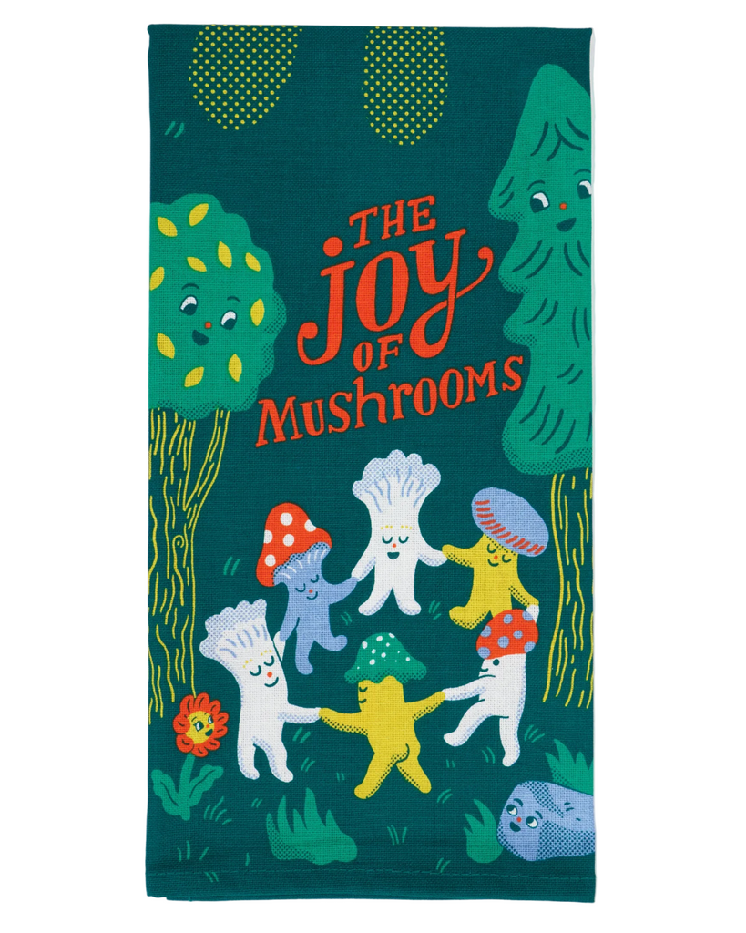 The Joy of mushrooms, dish towel, Kitchen towel by Blue Q sold by Le Monkey House