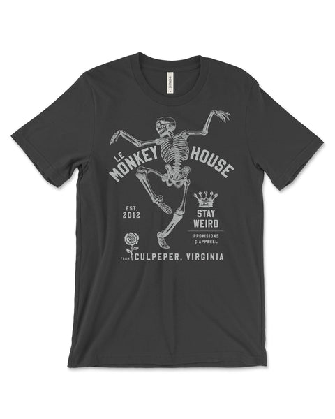 Just Dance dancing skeleton t shirt designed printed and sold by Le Monkey House