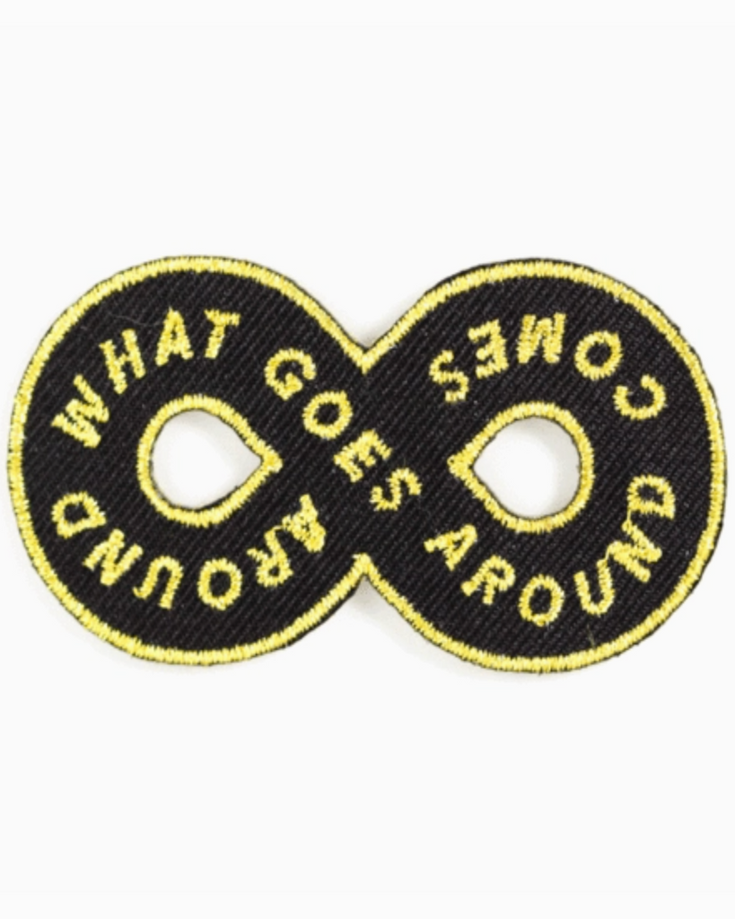 Karma loop what goes around comes around embroidered iron on patch by these are things sold by Le Monkey House