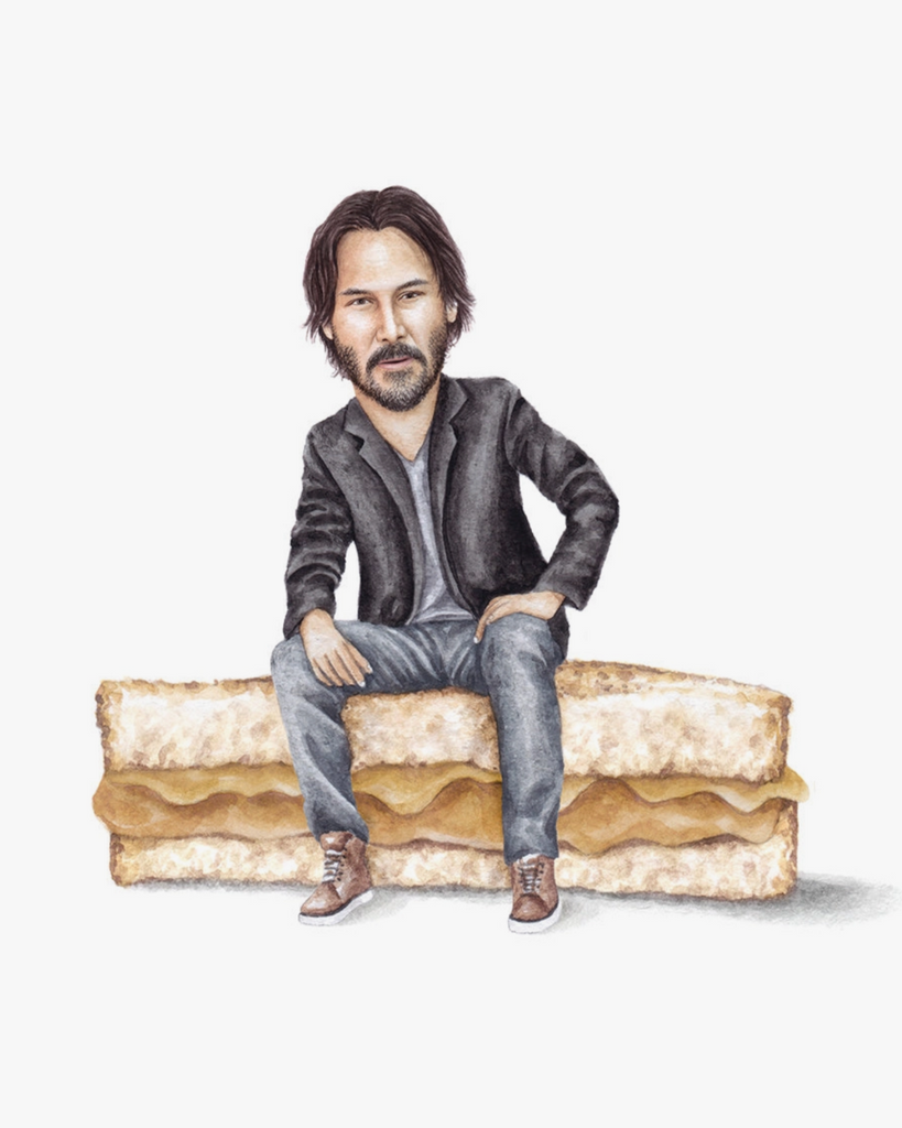Keanu Reeves celebs on Sandwiches 8x10 watercolor print sold by Le Monkey House