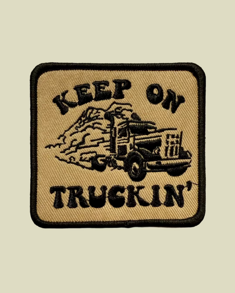 Keep on truckin embroidered iron on patch sold by Le Monkey House