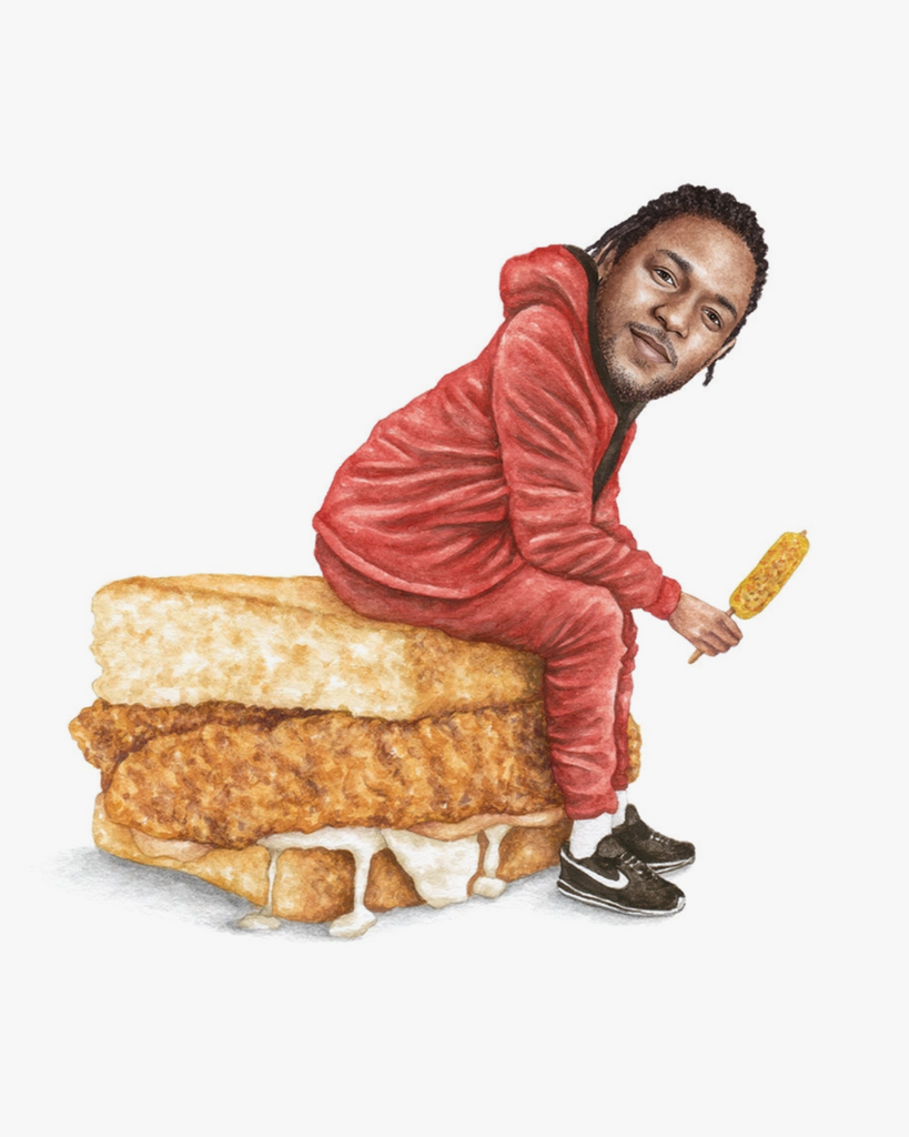 Kendrick Lamar celebs on Sandwiches 8x10 watercolor print sold by Le Monkey House