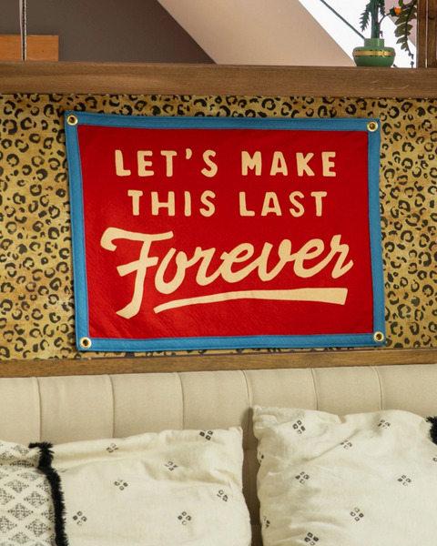 Let's Make this last forever Blink 182 camp flag by Oxford Pennant sold by Le Monkey House