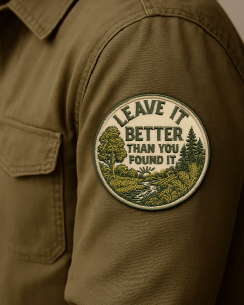 Leave It better than you found it embroidered iron on patch by Square Deal Recordings sold by Le Monkey House