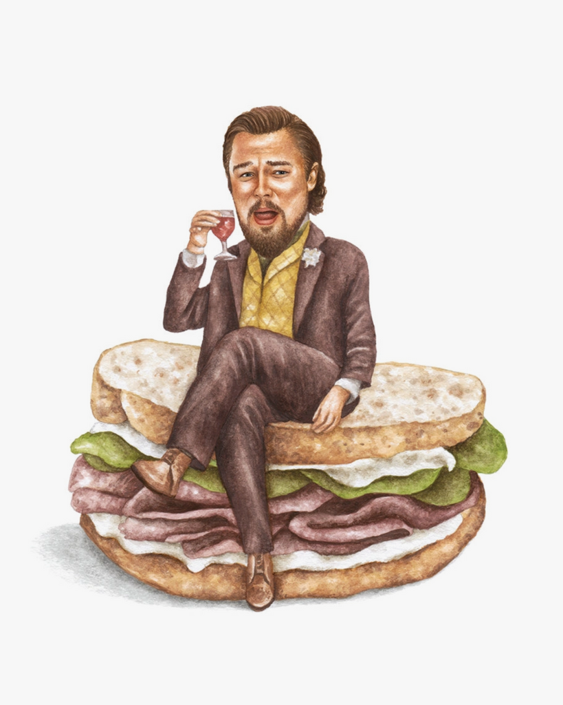 Leonardo DiCaprio print Django unchained celebs on Sandwiches 8x10 watercolor print sold by Le Monkey House