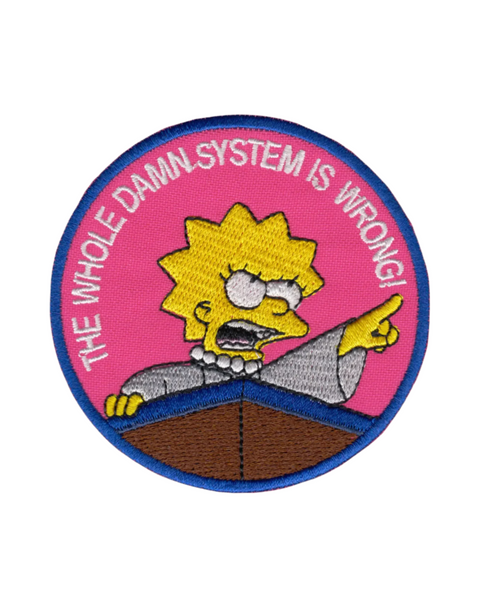 The whole damn system is wrong, The Simpsons  iron on sew on patch by Square Deal Recordings sold by Le Monkey House