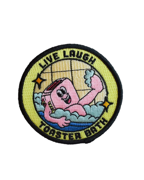 Live laugh toaster bath embroidered twill iron on patch by Retrograde supply sold by Le Monkey House