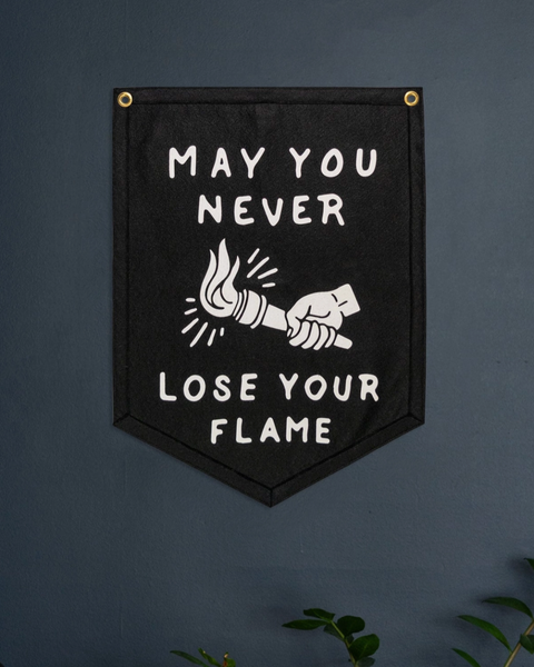 may you never lose your flame camp flag by Oxford Pennant sold by Le Monkey House