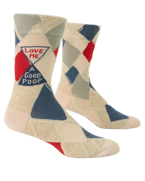 Love me a good poop men's socks by Blue Q sold by Le Monkey House