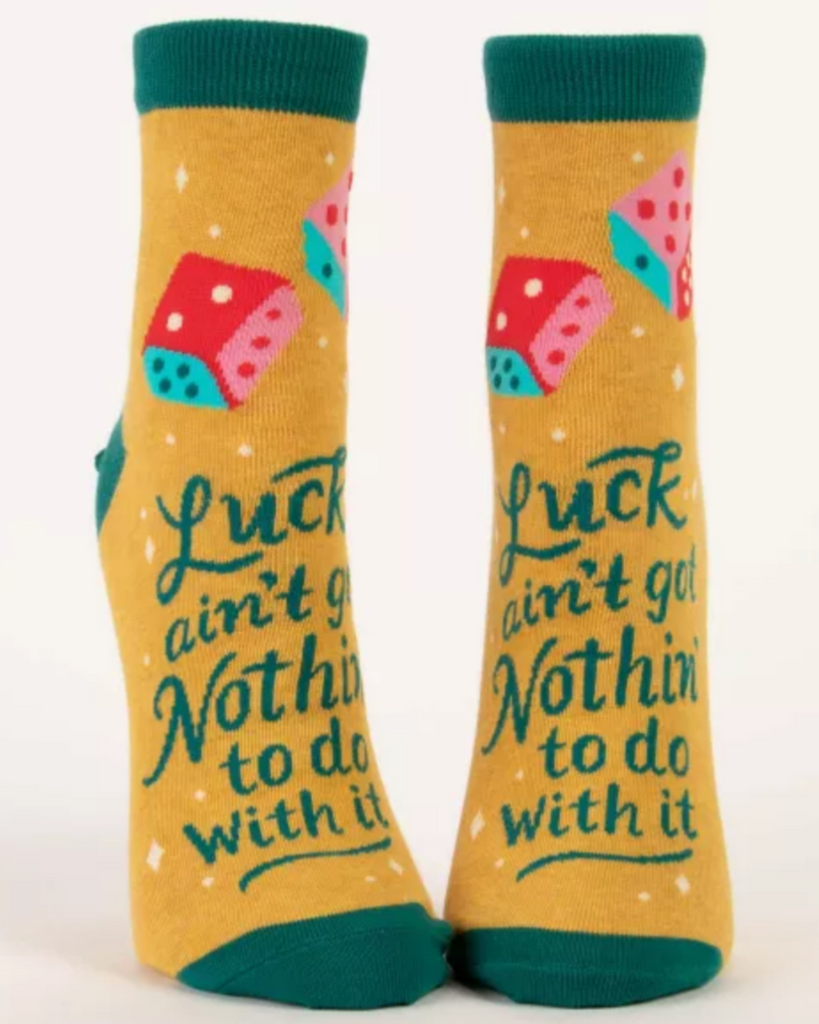 Luck ain't got nothing to do with it  ankle socks by Blue Q Sold by Le Monkey House