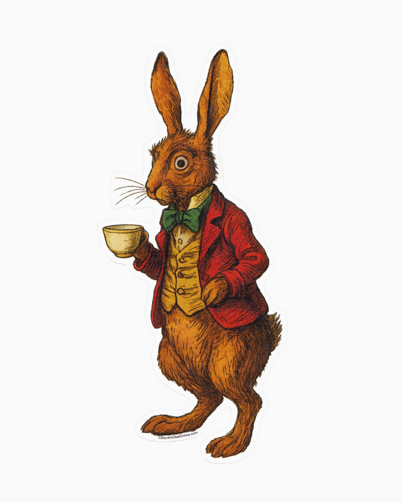 Vintage style illustration March Hare, vinyl sticker by Square Deal Recordings sold by Le Monkey House