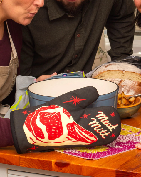 Meat Mitt Oven mitt by Blue Q Sold by Le Monkey House