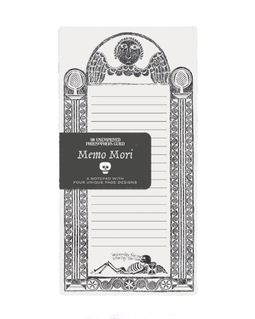 Memo Mori memento mori notepad by unemployed philosophers guild sold by Le Monkey House