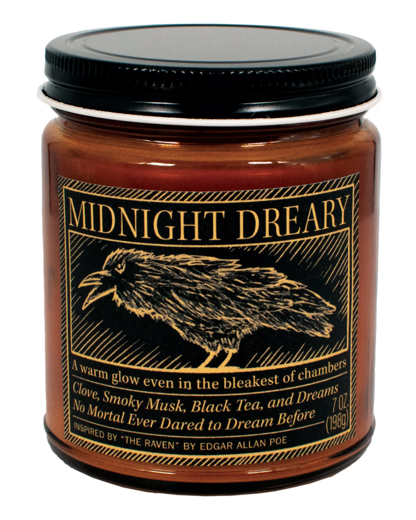 Midnight Dreary, Edgar Allan Poe inspired scented candle by Unemployed Philosophers Guild, sold by Le Monkey House