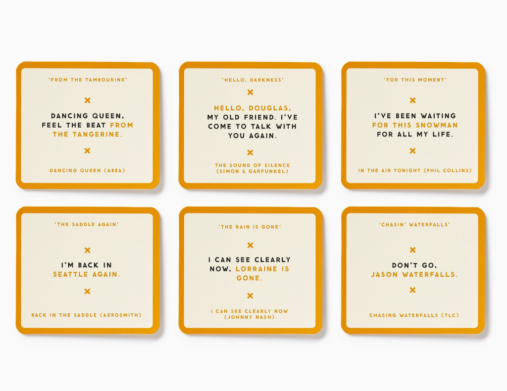 A game of misunderstood songs card set by Brass Monkey Supply Co sold by Le Monkey House