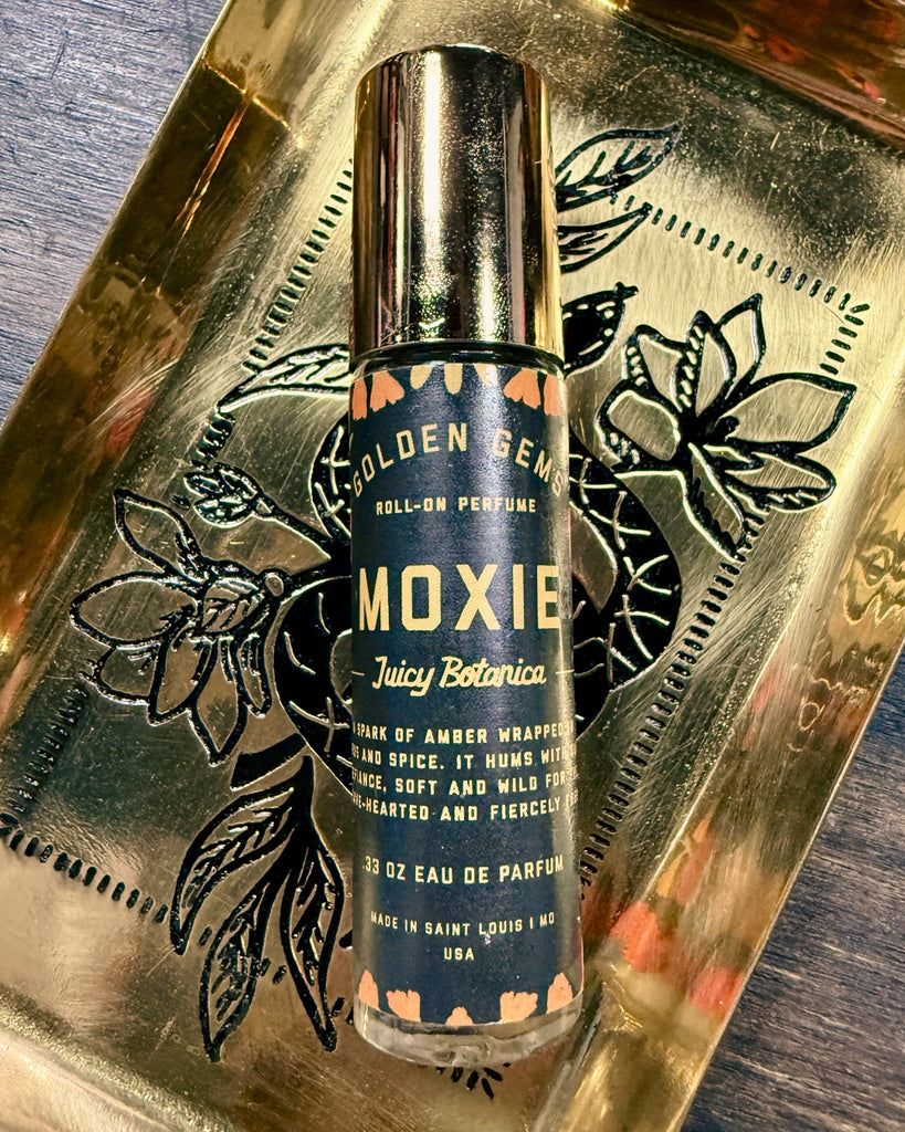 Moxie Roll on perfume, roll on, Juicy Botanica, by Golden Gems, sold by Le Monkey House