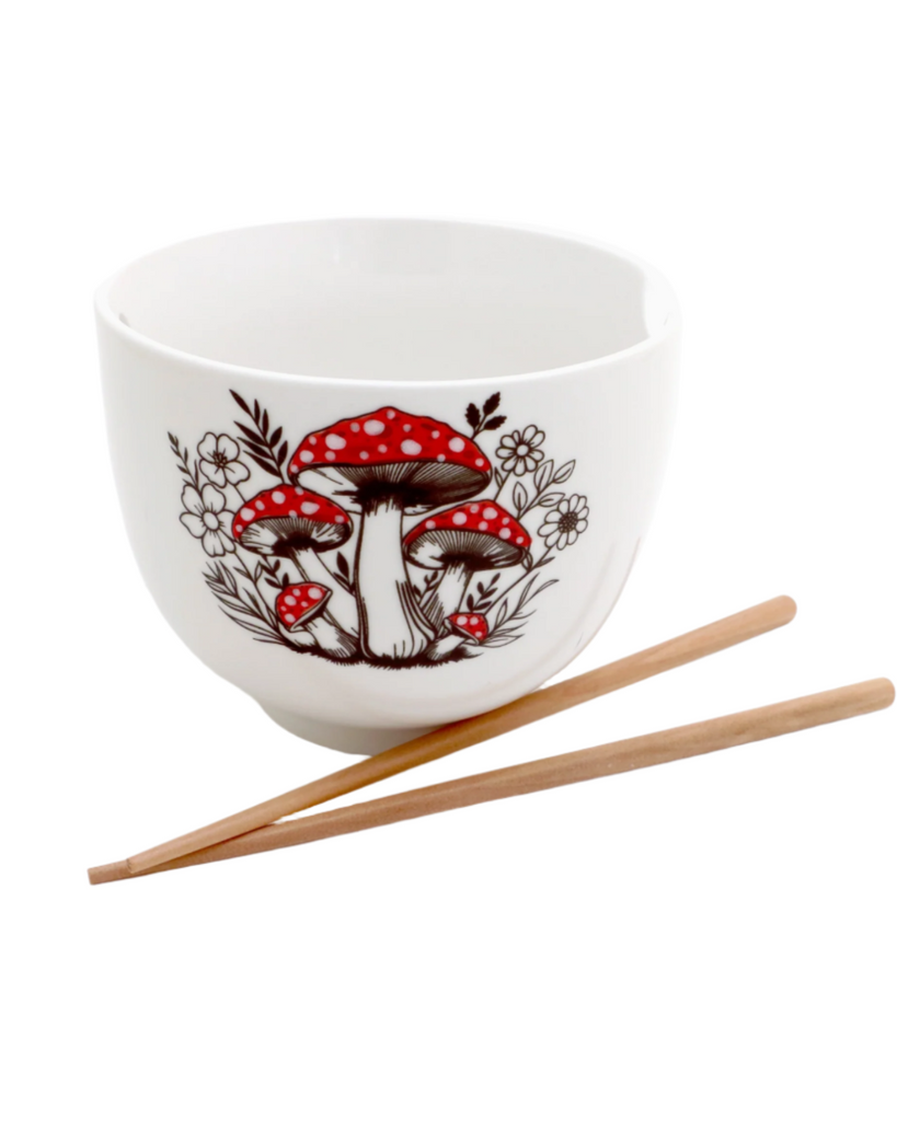 Mushrooms ceramic noodle bowl by Lenny Mud USA sold by Le Monkey House