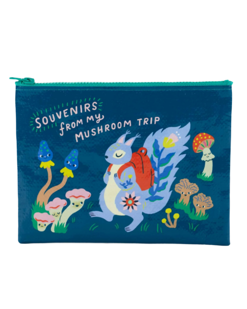 Souvenirs from my mushroom trip zipper pouch by Blue Q sold by Le Monkey House