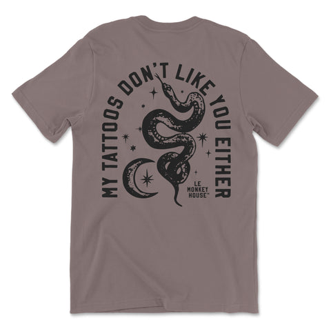 My Tattoos don't like you either tee shirt t shirt snake moon stars tattoo design by Le Monkey House