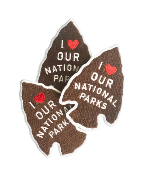 I love our national parks arrow head embroidered iron on patch, Union Made, sold by Le Monkey House