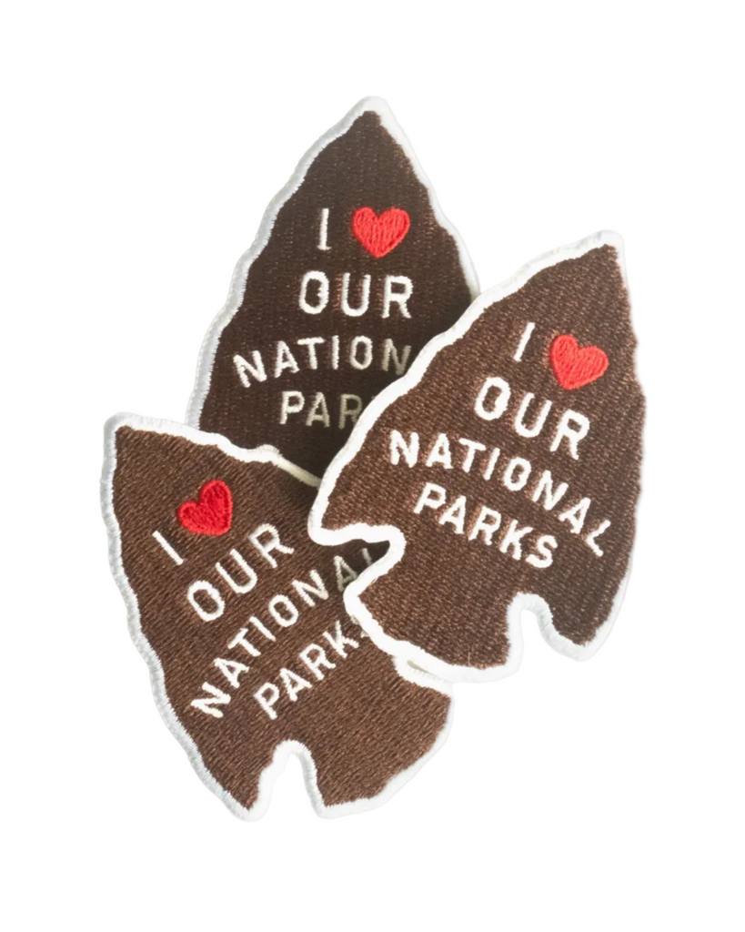 I love our national parks arrow head embroidered iron on patch, Union Made, sold by Le Monkey House