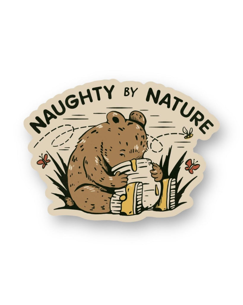 Naughty by Nature Bear with honey Sticker by Big Moods, Sold by Le Monkey House