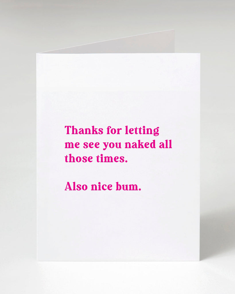 Thanks for letting me see you naked greeting card designed printed and sold by Le Monkey House