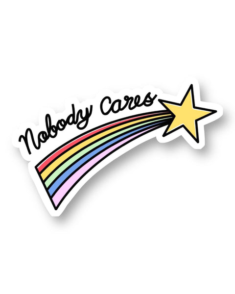 Nobody Cares Rainbow Star Sticker by Big Moods, Sold by Le Monkey House