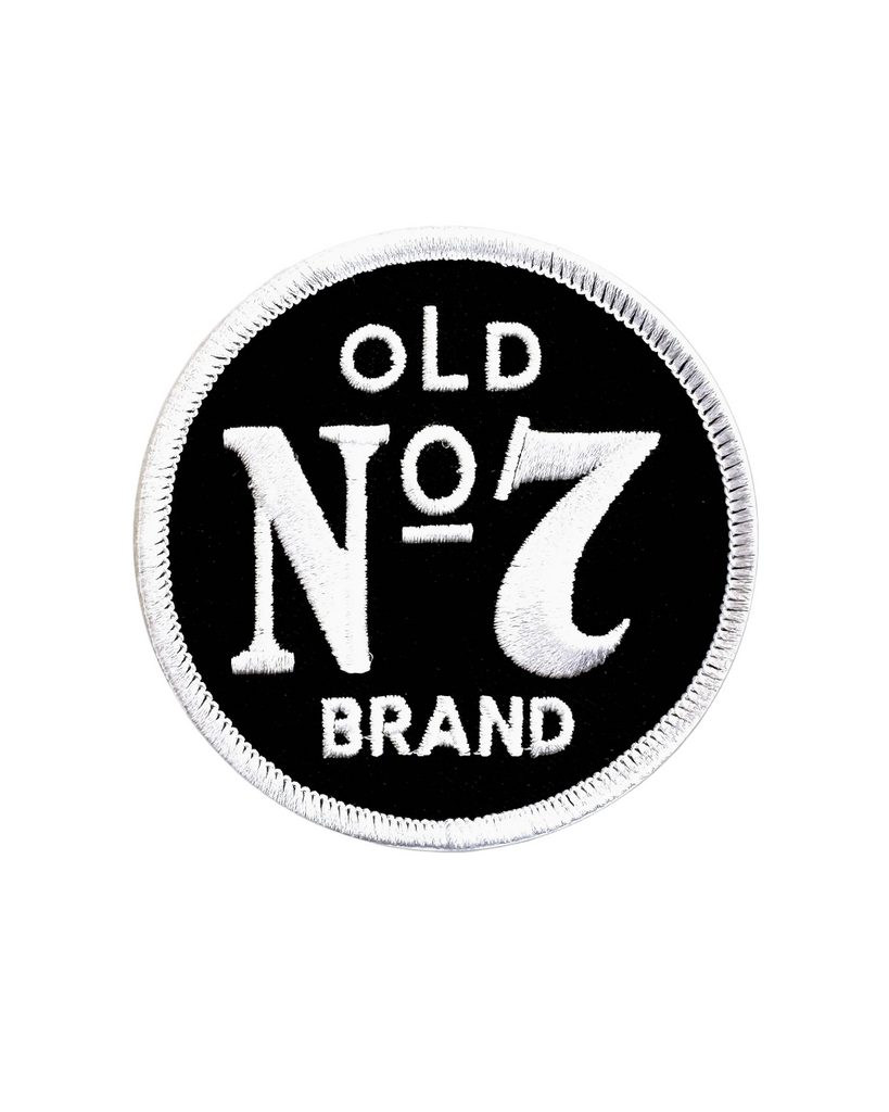 Old no. 7 brand patch black and white embroidered twill by WeBig Moto sold by Le Monkey House