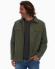 Olive cotton herringbone workshirt by PX sold by Le Monkey House