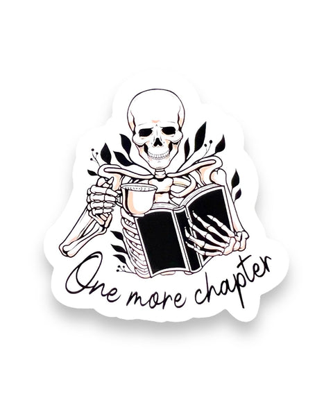 One More chapter skeleton reading sticker by Ace the Pitmatian sold by Le Monkey House